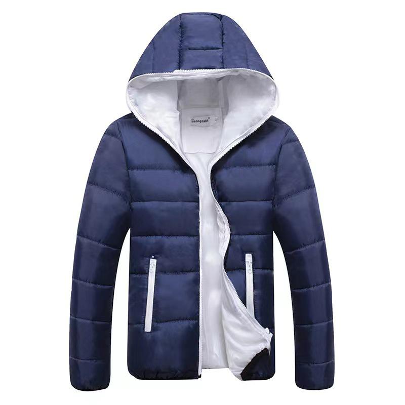 Classic Men's Slim Hooded Cotton Coat - Candy Color Zipper Design