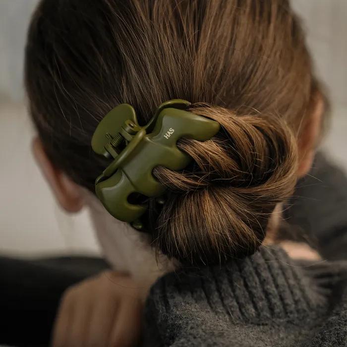 HON011 Matte Texture Hair Clip (Olive, Brown)