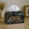 1pc Natural Leopard Animal Tissue Box-Jungle Botanical Forest Portrait,Durable Napkin Organizer for Car,Kitchen,Dining,Home Decor-Decorative Tabletop 