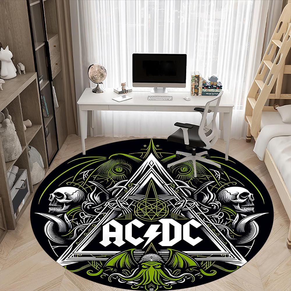 1pc ACDC Chair Carpet for Office Non-Slip, Soft & Comfortable, Carpet for Office, Gaming, Lightweight Round Floor Mat