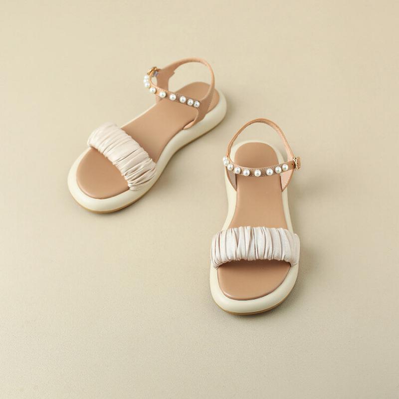 Summer Women's Casual Sandals Comfortable Soft-soled Non-slip Thick-soled Sandals Buckle Empty Round Head New One-word Sandals