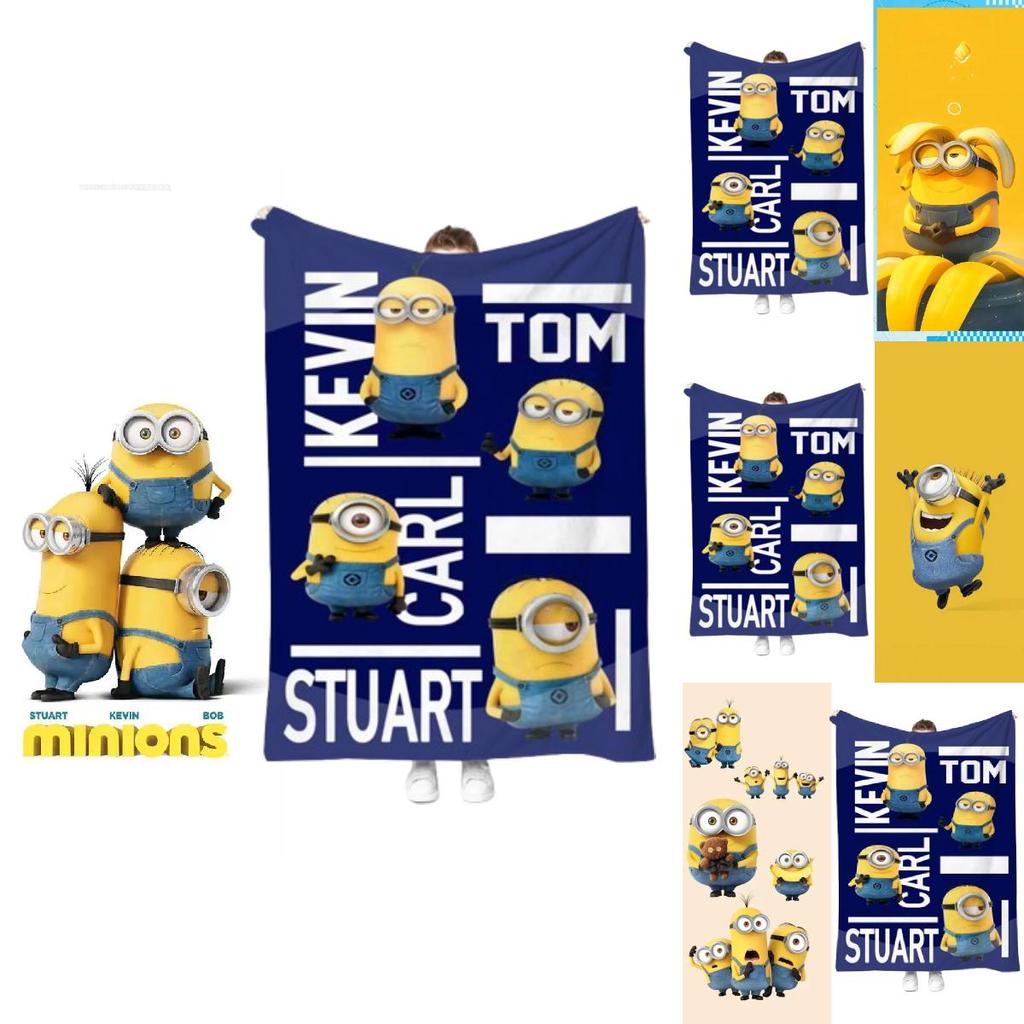 Minions Blanket With Geometric Pattern For Dorm Room And Office Comfort