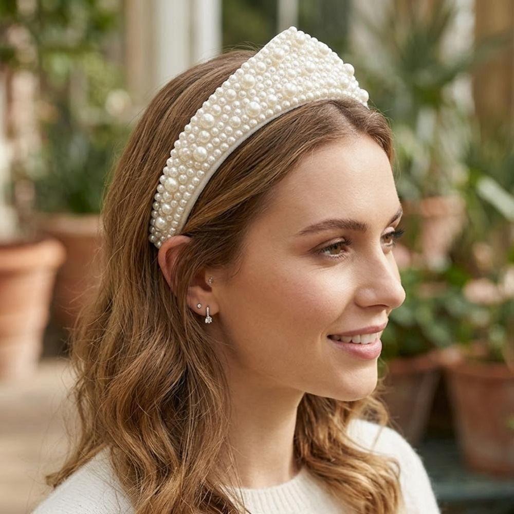 Faux Pearls Pearl Headband Rhinestone Rhinestone Hair Band Fashion Women Hair Jewelry Festival