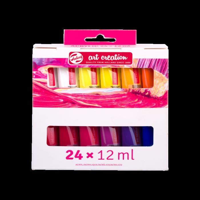 Peinture acrylique - ARTCREATION - 24 tubes de 12 ml - Couleurs assorties - Multicolore - Mixte