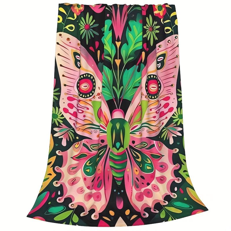 Colorful butterfly-themed pattern Flannel printed blanket suitable for all seasons suitable for living room office sofa travel