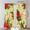 2pcs 2D flat printing Popular Christmas curtains Christmas Poinsettias Holly Garland Digital Printed Polyester Drapes Holiday