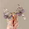 1PC Elegant Fringed Grab Clip, Temperament Hair Accessories, Butterfly-shaped Imitation Rhinestone Half-tie Grab Clip