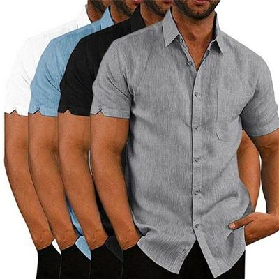 Neue männer Casual Einfarbig Kurzarm Atmungsaktive Bequeme Hemd Mode Hemd Slim Top