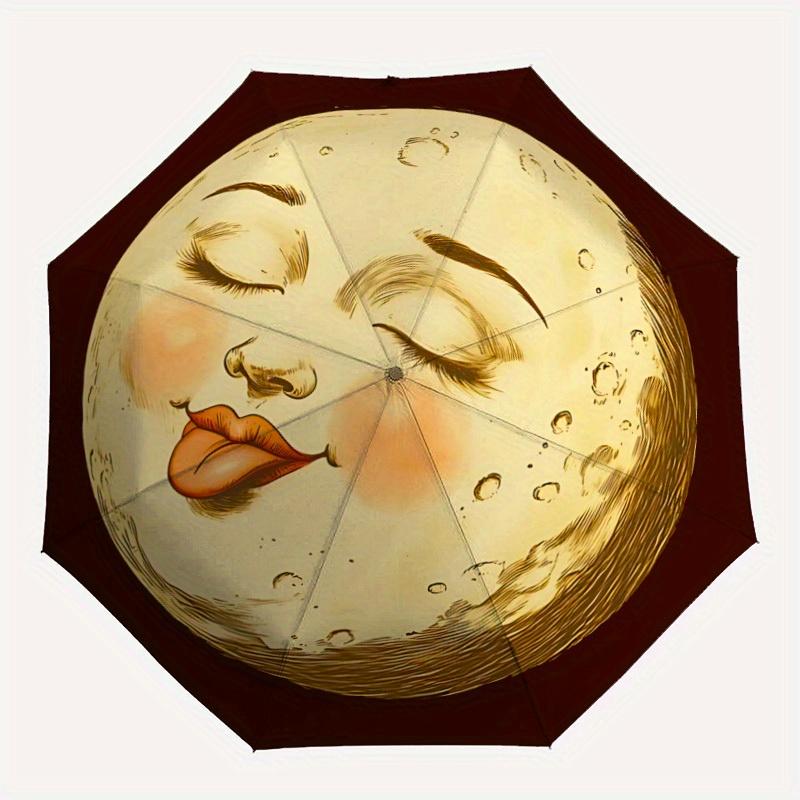 

1pc Abstract expression Automatic Open/Close Umbrella with Windproof, Functional Design, 8-Rib Sturdy Canopy