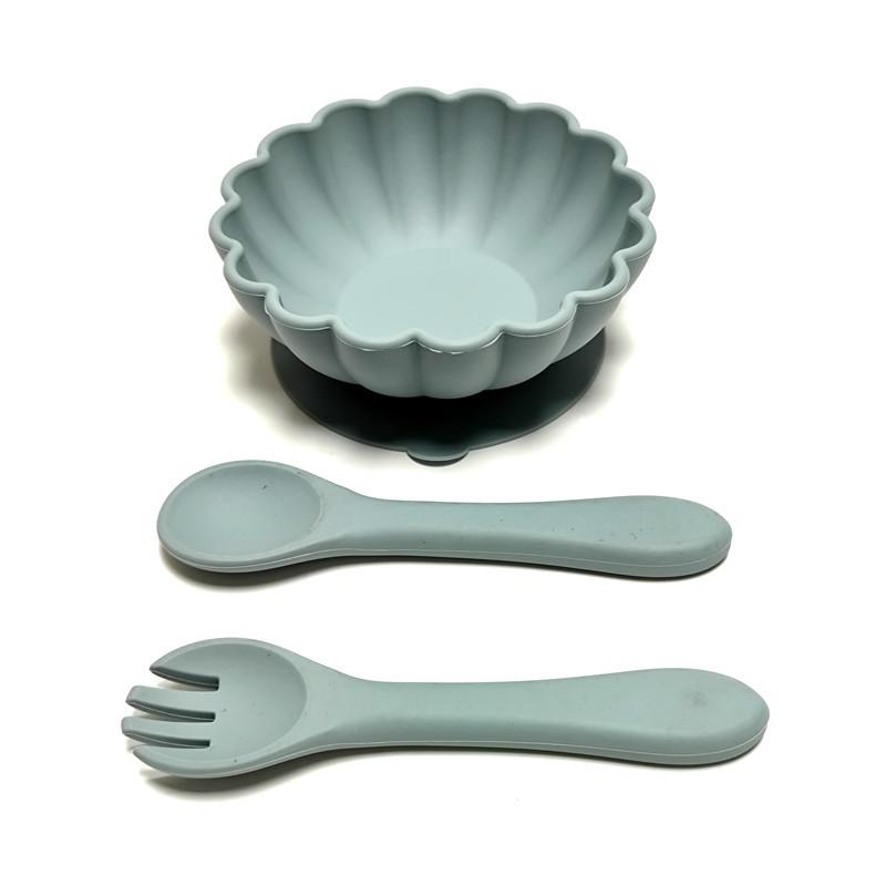 non-toxic 3pcs Silicone Children's Dinner Plate Set Suction Cup One-piece Food Silicone Dinner Plate Baby Bowl for Eating Training