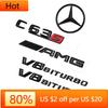 2025 New 3D Black C63S Logo Letters V8 BITURBO Badge Car Rear Star Sticker Trunk AMG Emblem For Mercedes Benz AMG W205 C205 Acce