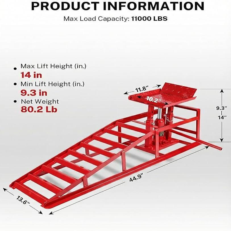 1pcs  Hydraulic Car Ramps 5T 11000lbs Low Profile Car Lift Service Ramps Truck Trailer Garage, Height Hydraulic Vehicle Ramps