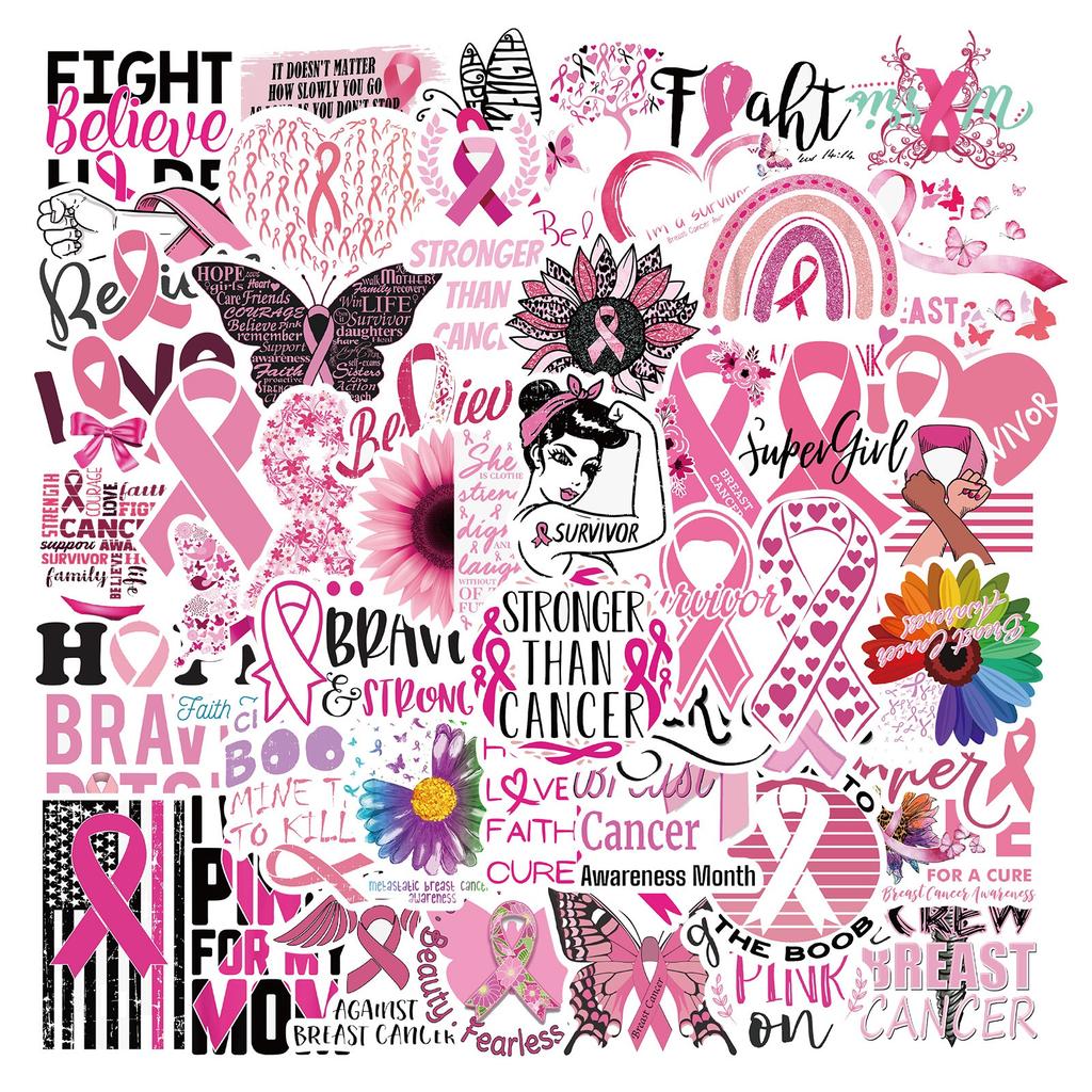 10/50Pcs Cancer Awareness/Breast Cancer Awareness Stickers Graffiti Stickers for DIY Skateboard Motorcycle Bicycle Stickers