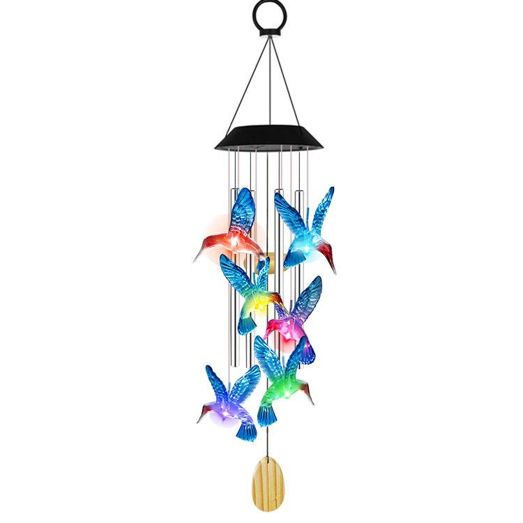 Solar Windspiel Lichter Außen Wasserdicht LED Farbwechsel Kolibri Schmetterling Fee Hängelichter Terrasse Garten Hof Dekoration