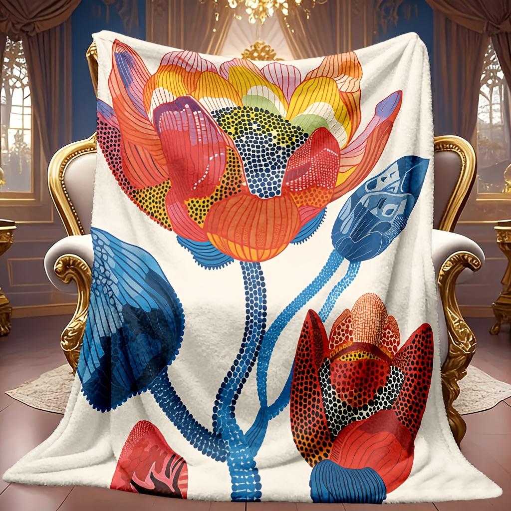 A Cozy Floral-Themed Fleece Blanket with Soft High-Definition Digital Printing, Suitable for Year-Round Use! A Cooling Blanket That Makes a Perfect Gi