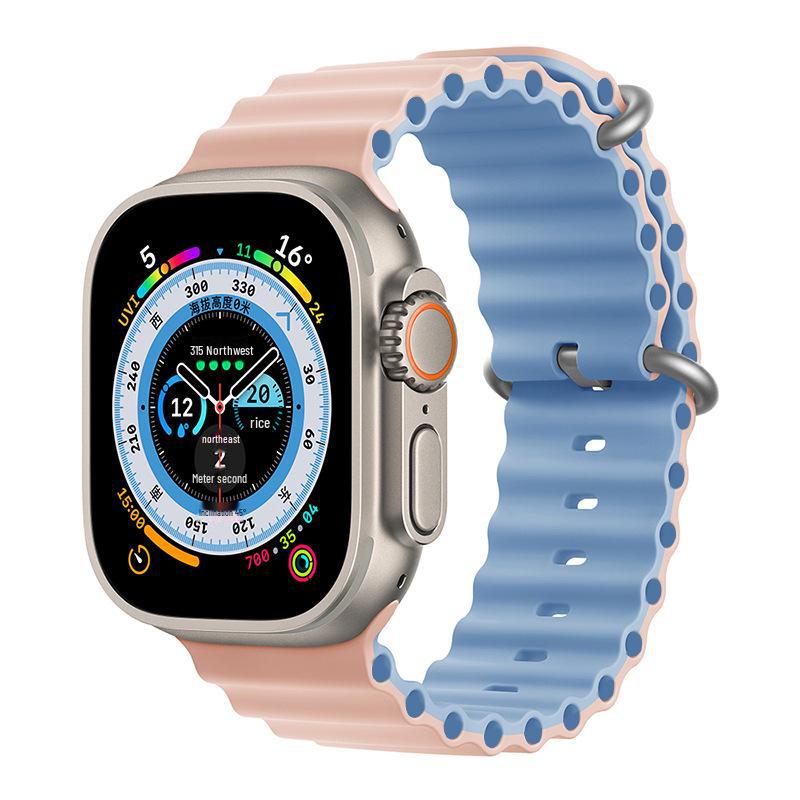 Ремешок из двухцветного силикона Apple Marine для часов 8/7/SE/Ultra Sports