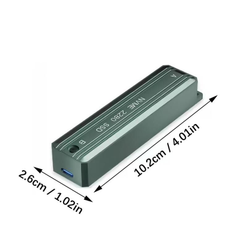 Portable M.2 NVME 2280 Hard Drive Case Double Bay Aluminum Shell Supports 10Gbps Transfer Rate Adapter For External Storage