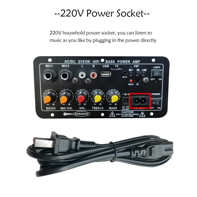 D10-II 12V 24V Auto Bluetooth Verstärkerplatine AUX TF-Karte USB 30-120W für 4 Ohm 40W Lautsprecher 220V EU Subwoofer Audio Verstärkermodul