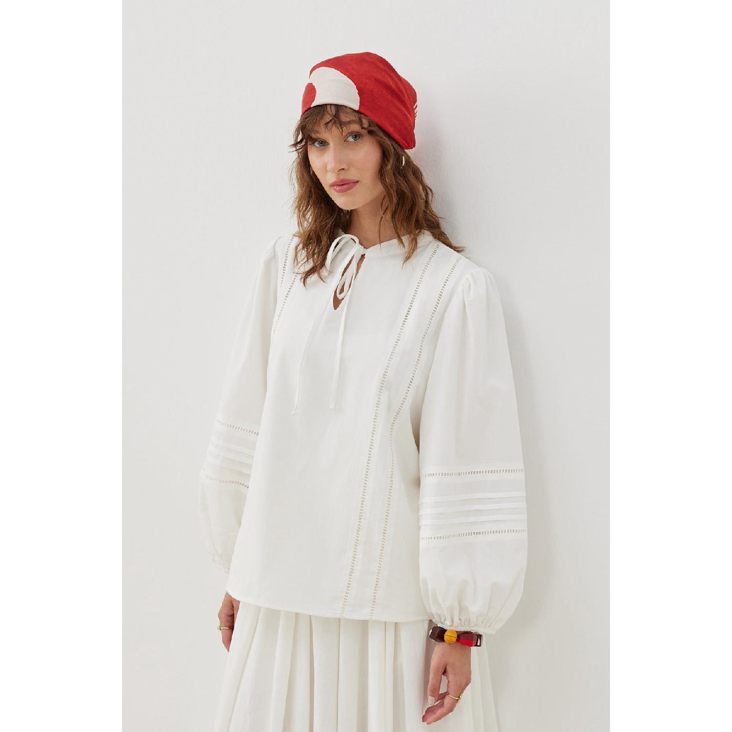 

Рубашка В Ребристую Вуаль - Белый