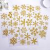6 Glass Window Stickers With Golden Snowflakes Glitter Christmas Decoration Window Stickers Static Christmas Window Stickers
