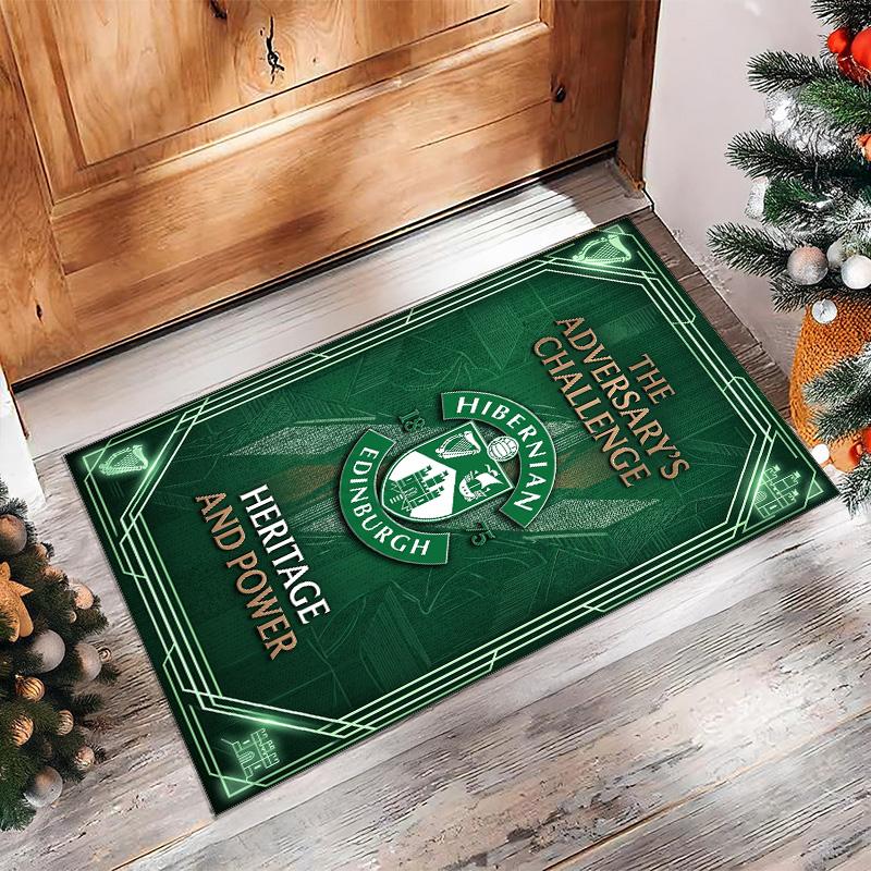 Hibernian FC Fußballmuster Weicher Teppich Rutschfeste Indoor-Bodenmatte Sportdekorationsmatte für Schlafzimmer