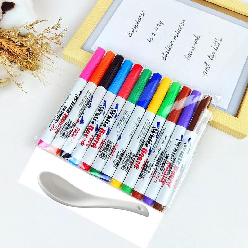 12-Color Erasable Washable Whiteboard Markers - Water-Based for Students, Teachers, Office