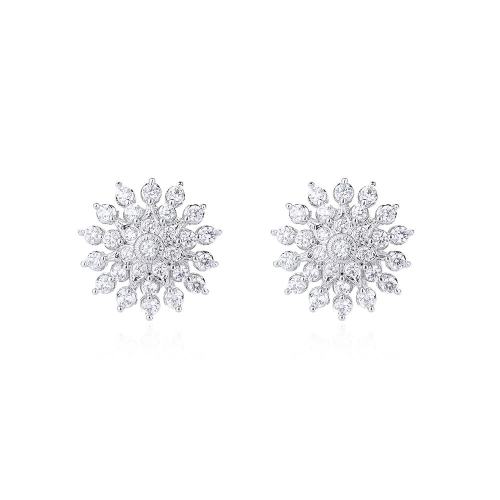 OUGEPHELI Snowflake Starburst Moissanite Stud Earrings S925 Sterling Silver 18K Gold Plated VVS1 Luxury Women Gift GRA