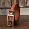 2.4Cm Wide Fashion Retro Trend Decoration Leather Thin Belt Women'S Thickened Pure Cowhide Jeans Belt Women'S