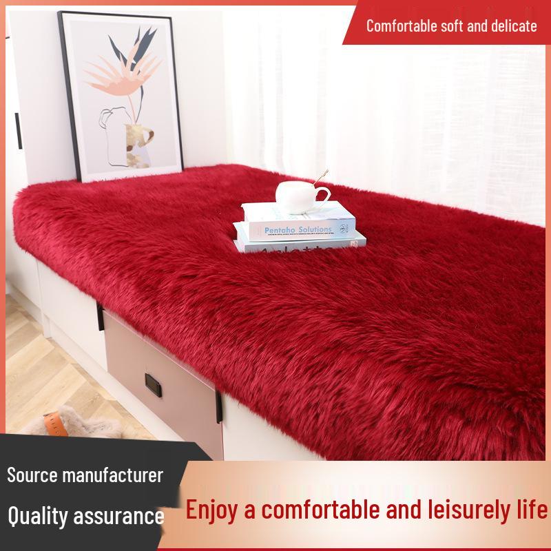 Long-Pile Non-Slip Decorative Bedroom Rug - Imitation Wool, Various Colors