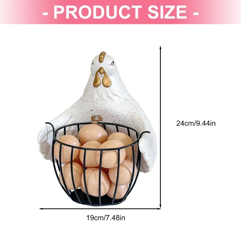 Durable Iron Frame Bucolic Chicken Decorative Basket User Friendly Enamel Glues For Event Home Organization