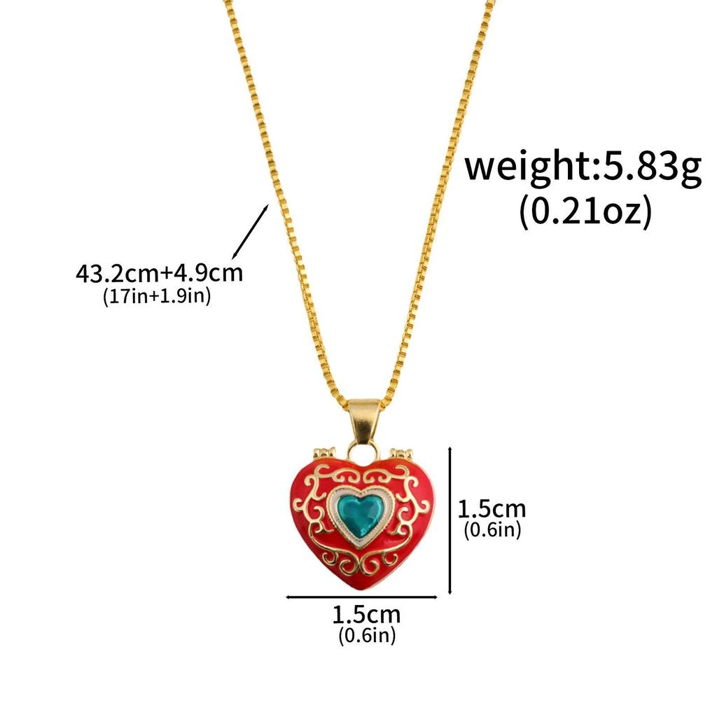 Witch's Test Heart Rhombus Anime Pendant Necklace - Gold, Versatile, Couple's Jewelry