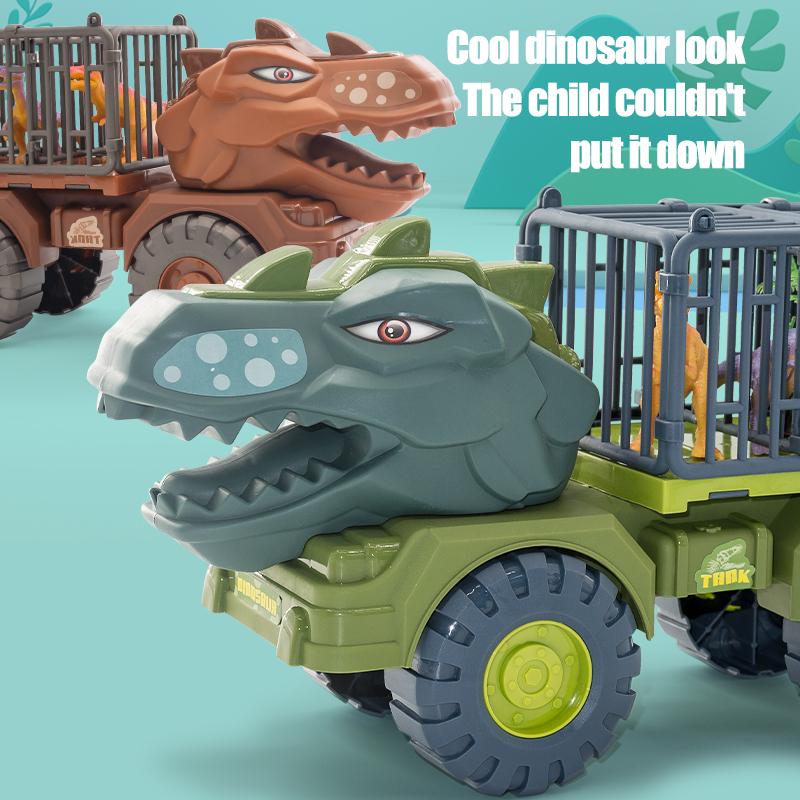 Tyrannosaurus Rex Carrier Car ,Triceratops Transport Vehicle, Truck Toys, Fantastic Playset for Kids