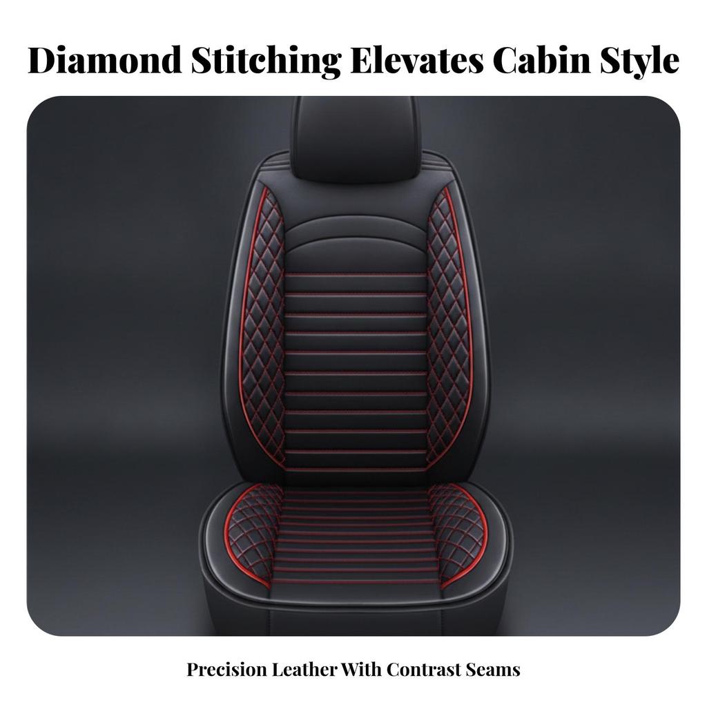 Seamless Fit Single Seat Cover Quilted Leather Easy To Clean Headrest