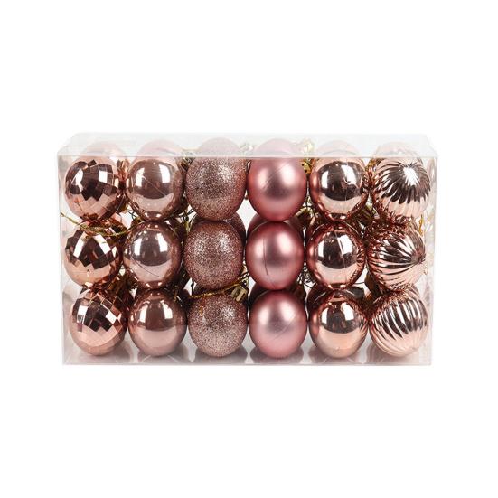 

36 шт./кор. портативный рождественский шар, привлекательный ПВХ, декоративный небьющийся подвесной шар, подвеска для фестиваля розового золота