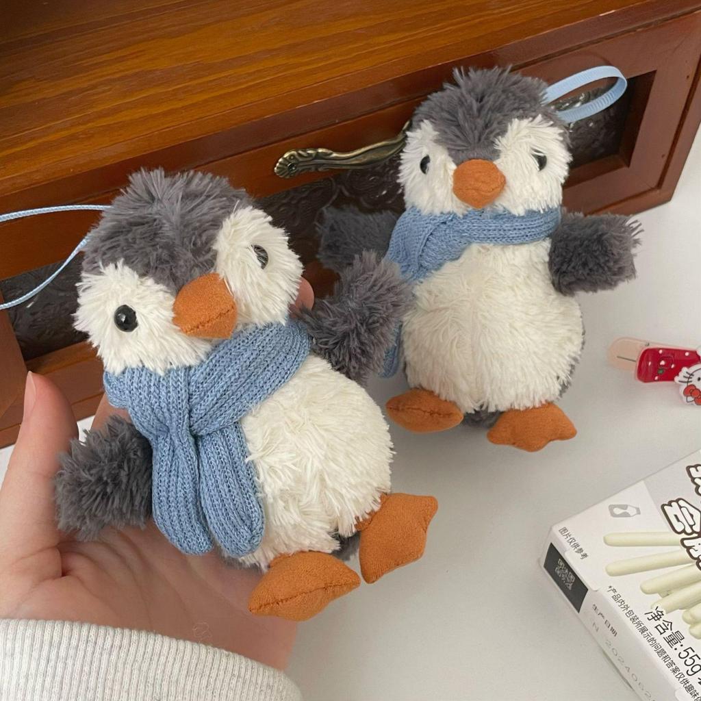 Blue Penguin Plush Scarf Keychain & Bag Charm Gift