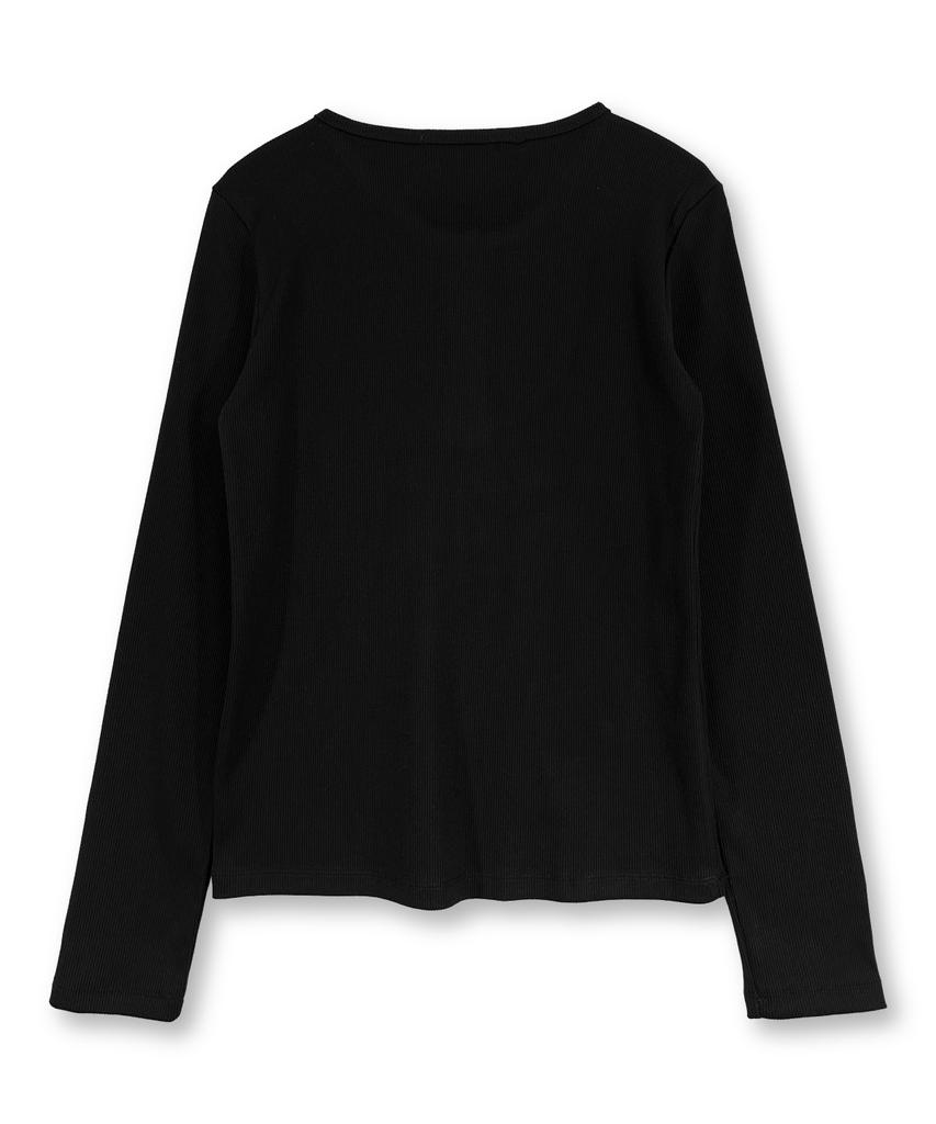 Damiswi Gothic Cross Henley Neck Long Sleeve_Black