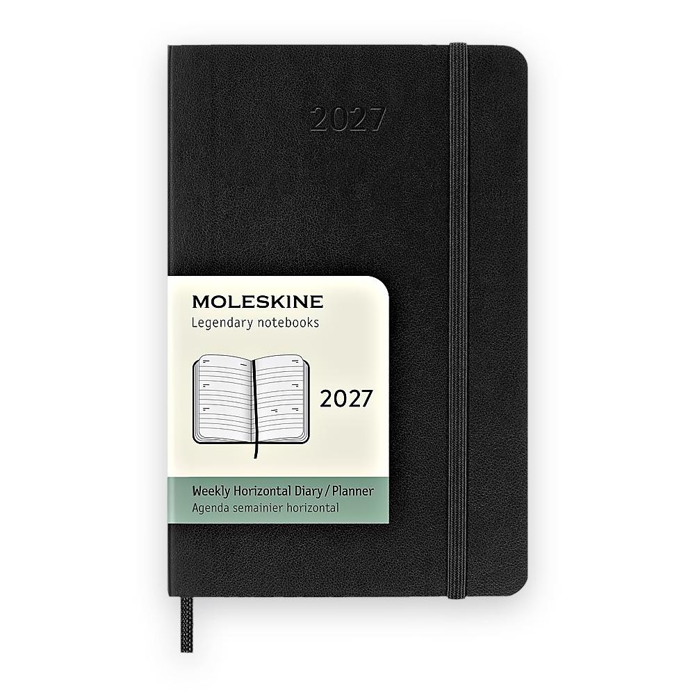Weekly Horizontal Planner Moleskine 2027 Pocket Softcover Black 12 Month DSB12WH2Y27