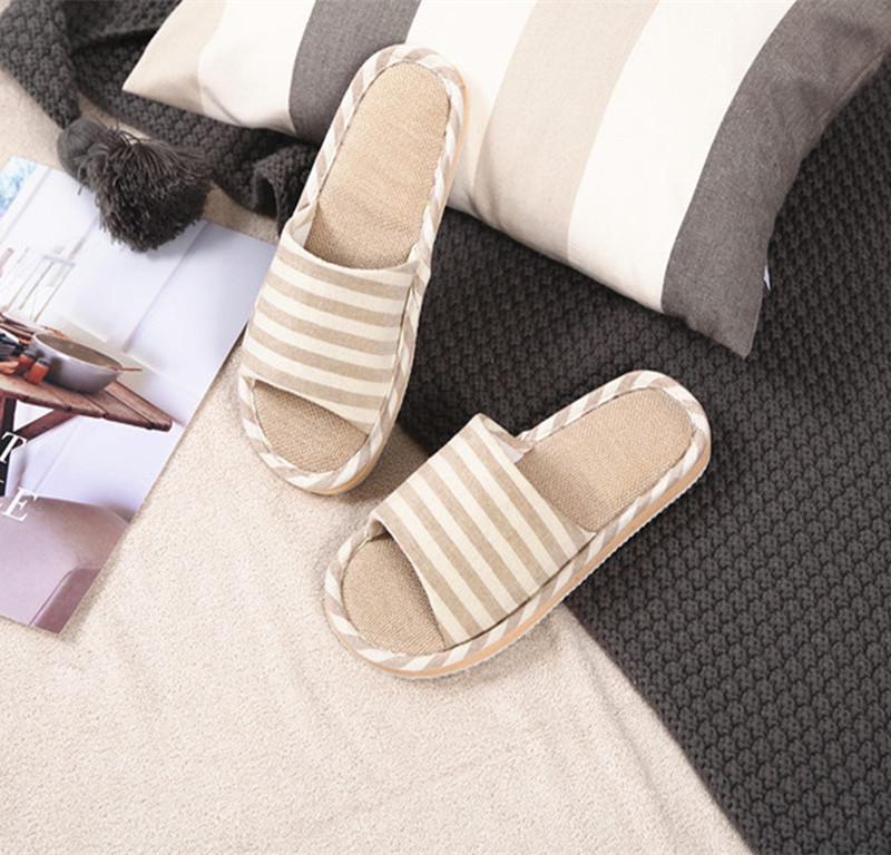 Unisex Lein-Baumwoll-Hausschuhe für alle Jahreszeiten - Ideal für Innenbereiche und Holzböden