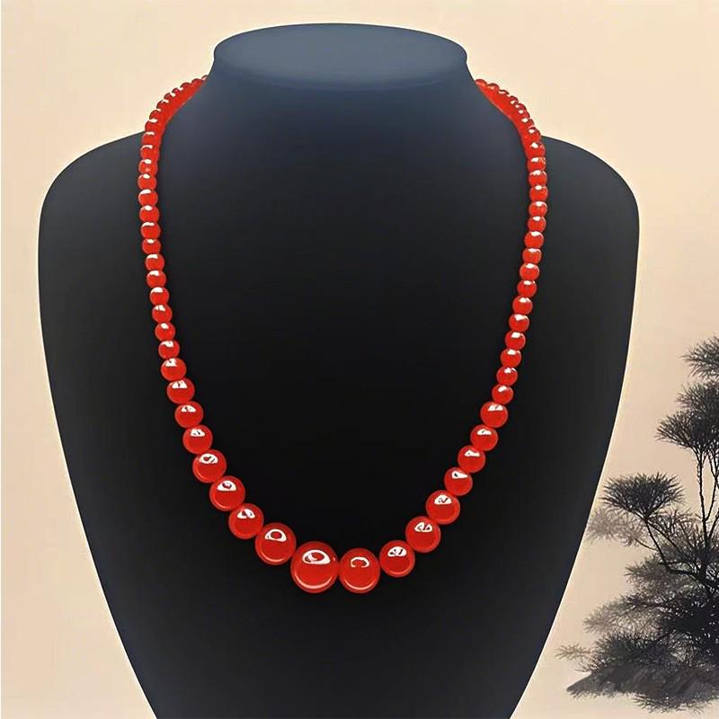 Ожерелье «Хрустальная башня» с бусинами из красного и зеленого агата красный