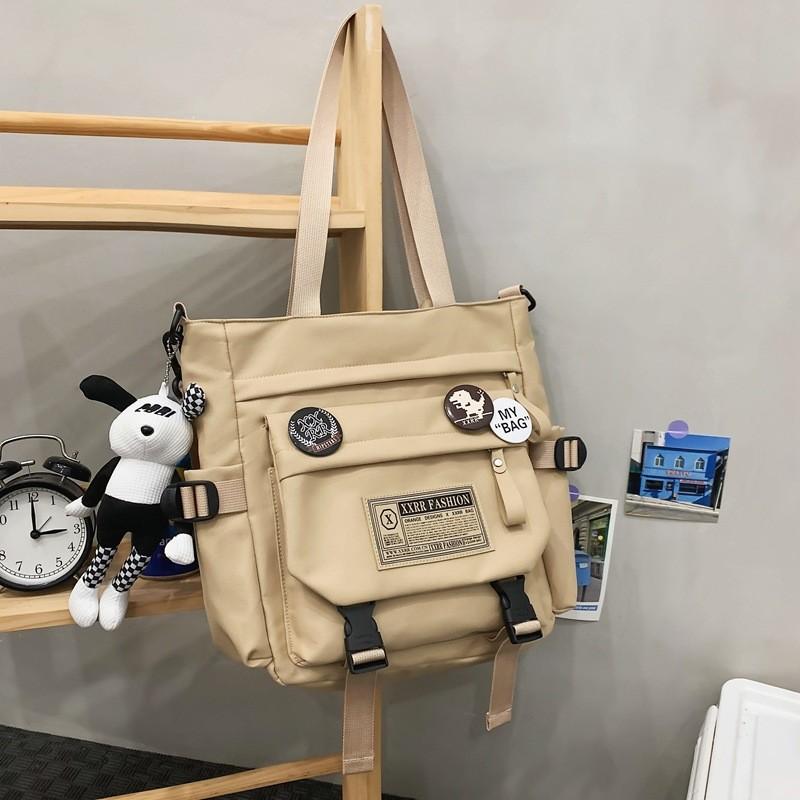 Modern Vintage Oxford Canvas Shoulder Bag With Material For College Students