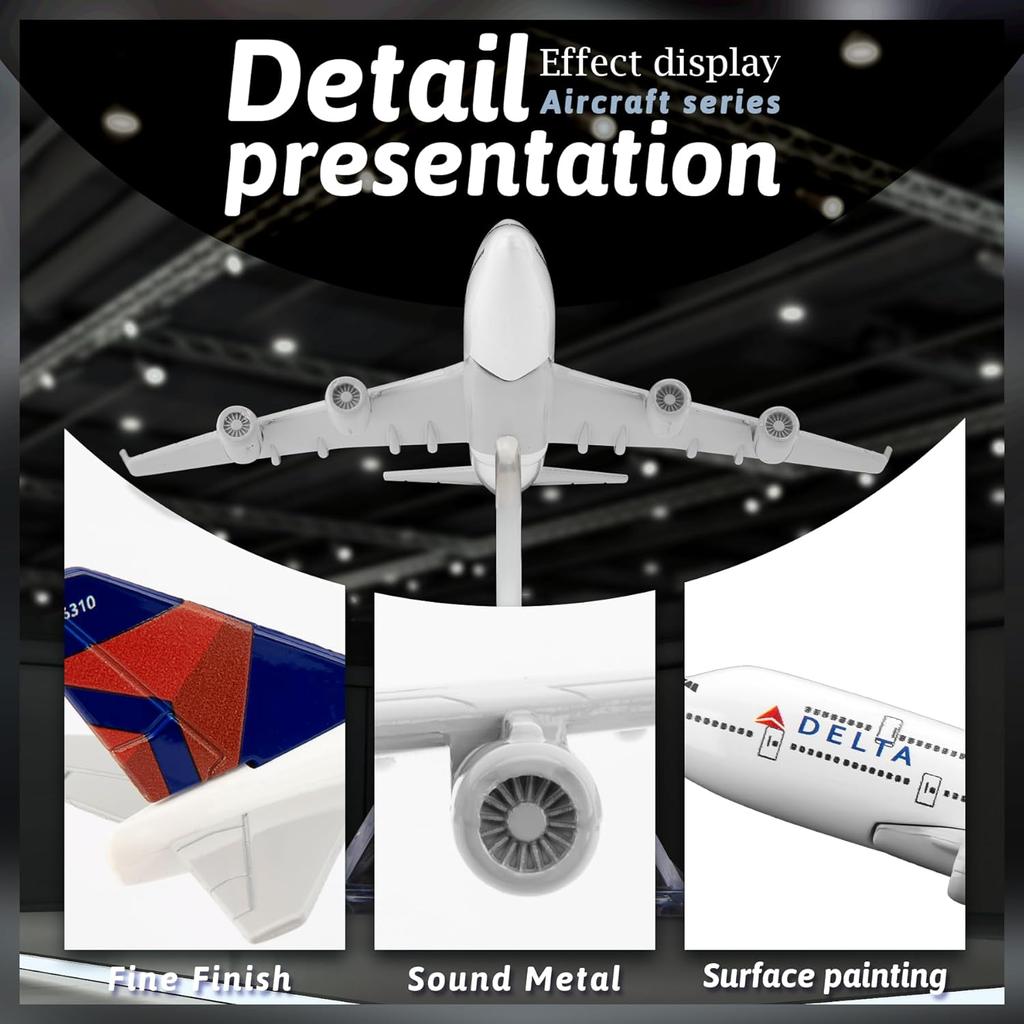16cm for B747 Delta Airplane Static Model Metal Miniature Scale Aircraft Reception Area Ornament Suitable for Gift Giving