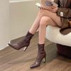 Dámské kozačky Krátké boty na vysokém podpatku pro ženy Podzim Zima Botas Mujer Kotníkové boty Černé ponožkové Dámské boty na podpatku Dámské D220