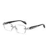 Women Retro Pochromic Glasses  Men Fashion Anti Blue Light Rimless Eye Glasses Unisex