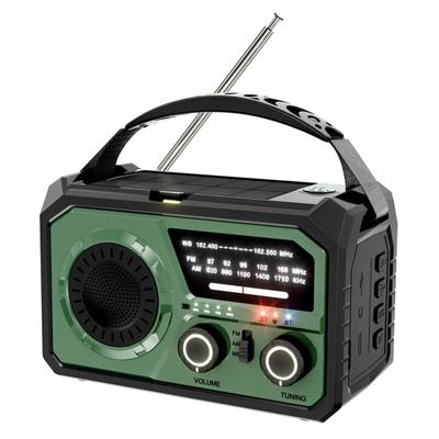Radio di emergenza a manovella da 16000 mAh, radio meteorologica senza fili a manovella NOAA/AM/FM, portatile, solare
