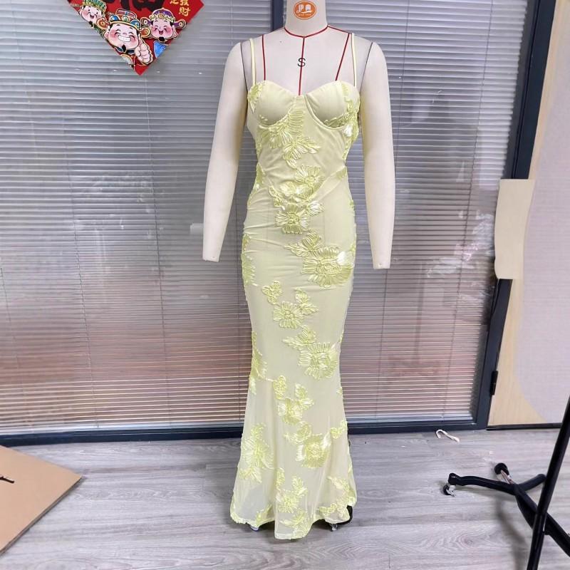 Elegant Floral Embellished Evening Dress Women Slim Fit French Chic Long Gown Sleeveless Wrap Waistline 2025