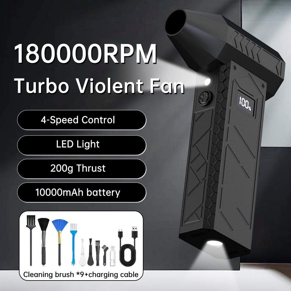 180000 RPM Mini Air Blower | Handheld Turbo Jet Fan | Brushless Motor | 52m/s Wind Speed | Industrial Duct Fan