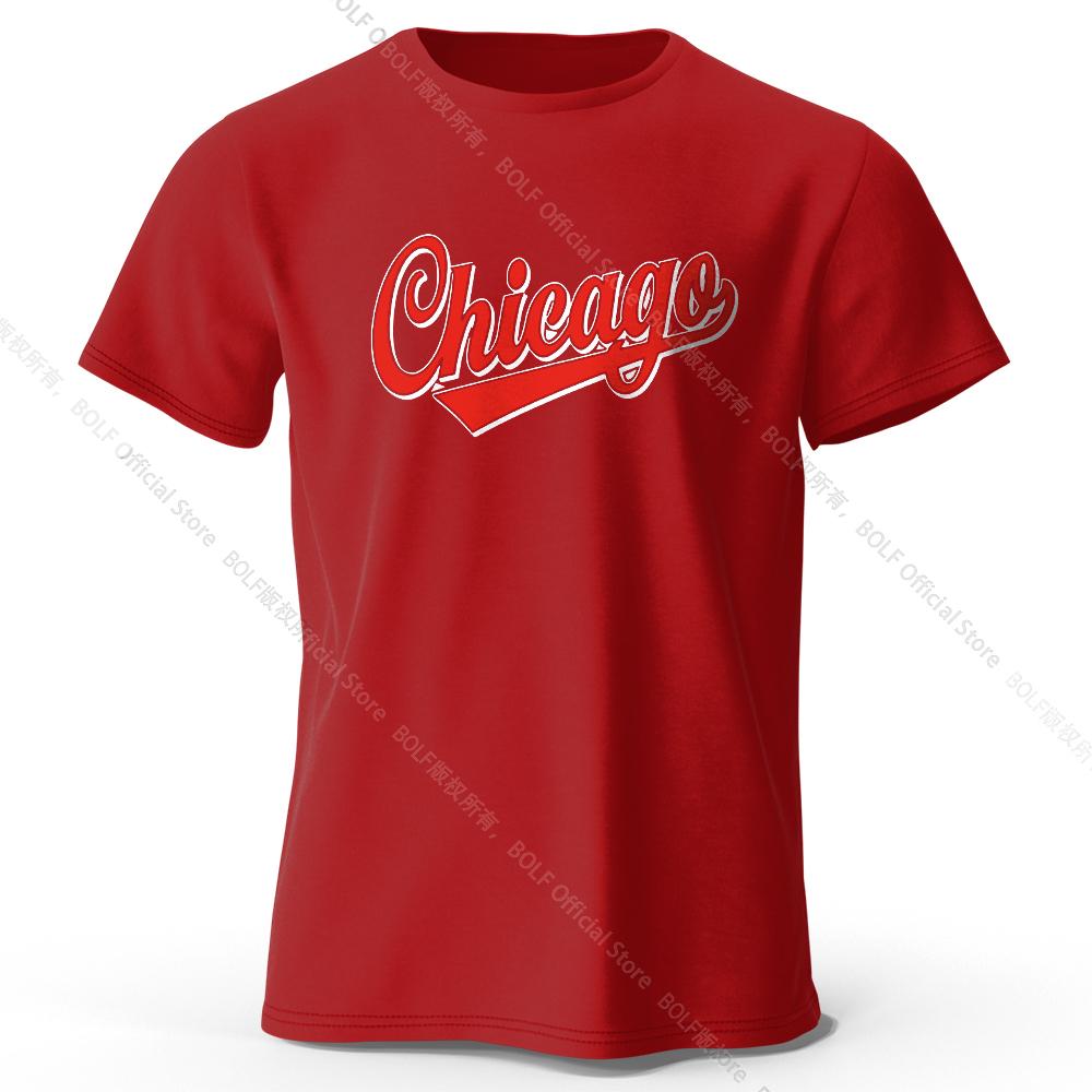 Men's Chicago Printed T-Shirt 100% Cotton Oversized Letter Graphic Tees for Women Summer Tops Urban Streetwear