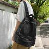 Fashion Lightweight Denim Backpack Large Capacity Multi-pocket Shoulder Bag Solid Color School Bag Women