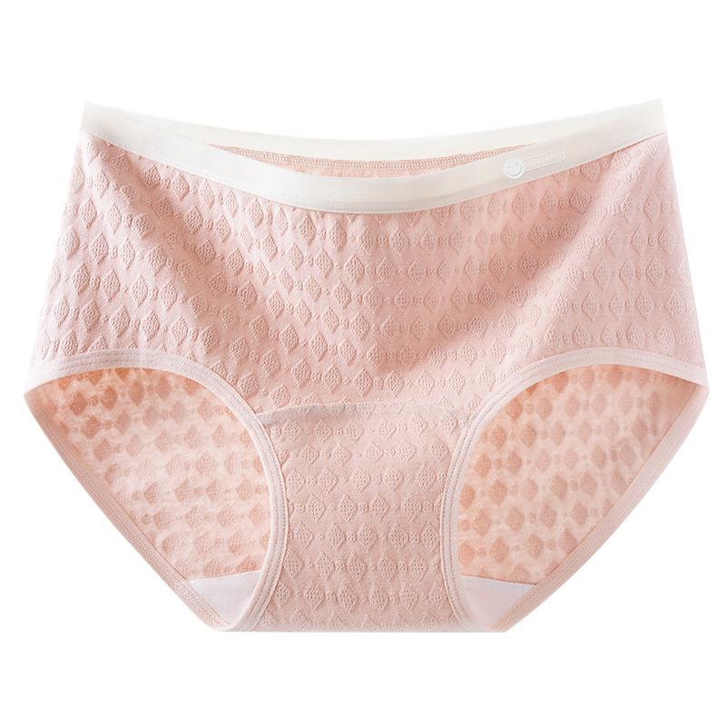 2024 Medical Grade 7A Women's Mid-Waist Seamless Crotch Antibacterial Jacquard Cotton Underwear