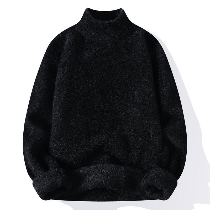 Autumn and Winter Men's Fashionable Semi-turtleneck Bottoming Sweater Men's Solid Color Versatile Warm Plush Thickened Sweater